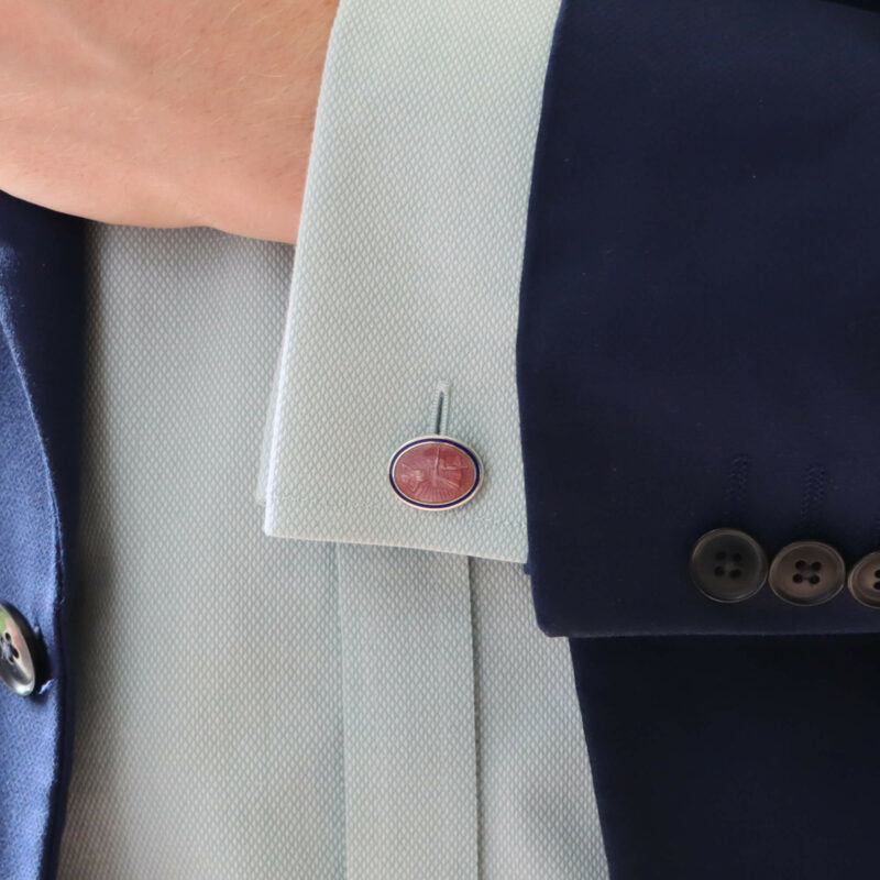 Pink and Blue Enamel 'Four Vices' Cufflinks