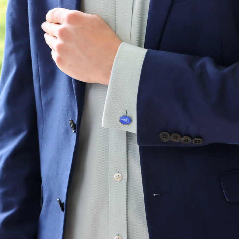 Blue and Green Enamel Yacht Sailing Cufflinks