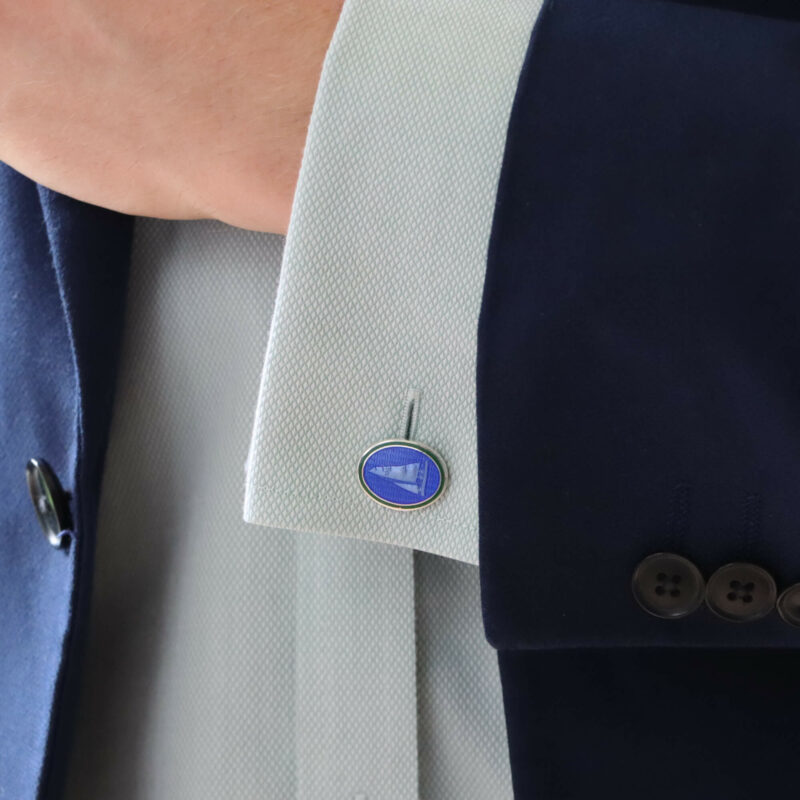 Blue and Green Enamel Yacht Sailing Cufflinks