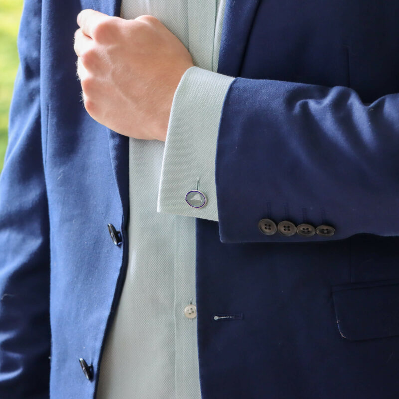 Blue and Grey Enamel Pheasant Cufflinks