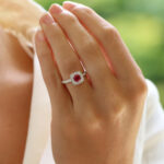 Ruby and Diamond Cushion Cluster Ring