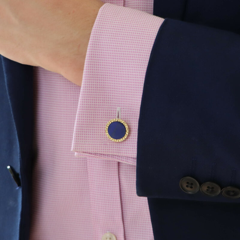 Retro Lapis Lazuli Swivel Back Cufflinks