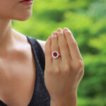 Ruby and Diamond Cluster Ring