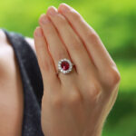 Ruby and Diamond Cluster Ring