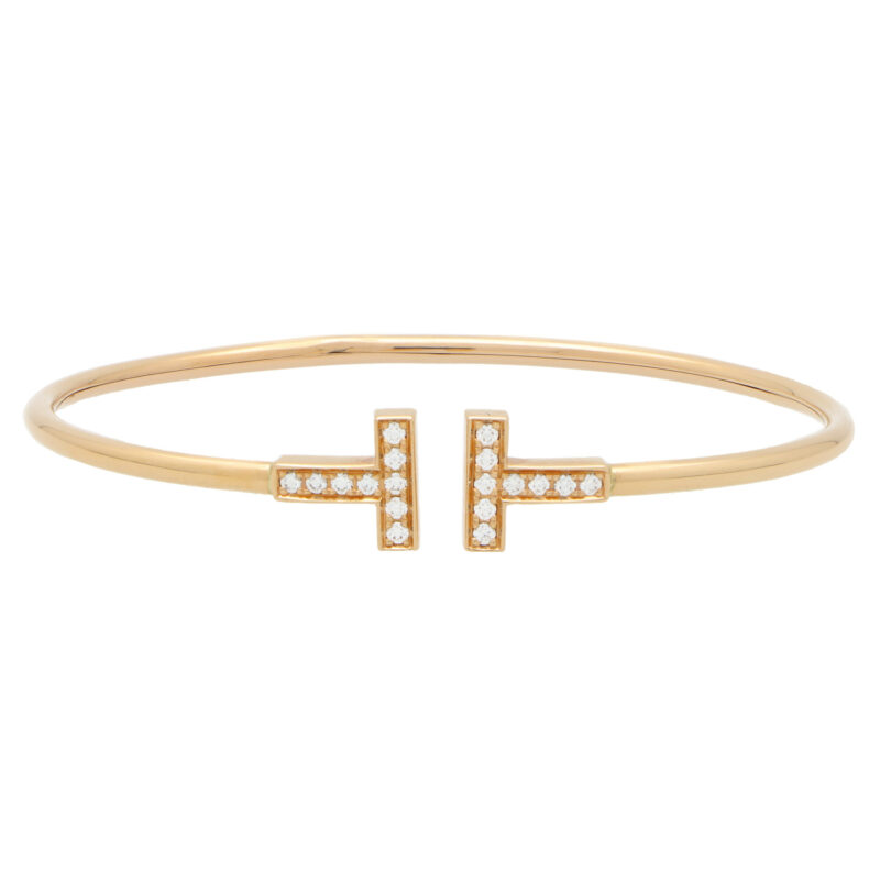 Vintage Tiffany & Co. Diamond 'Tiffany T' Bangle in Rose Gold