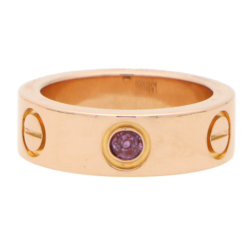 Vintage Cartier Pink Sapphire Love Ring in Rose Gold