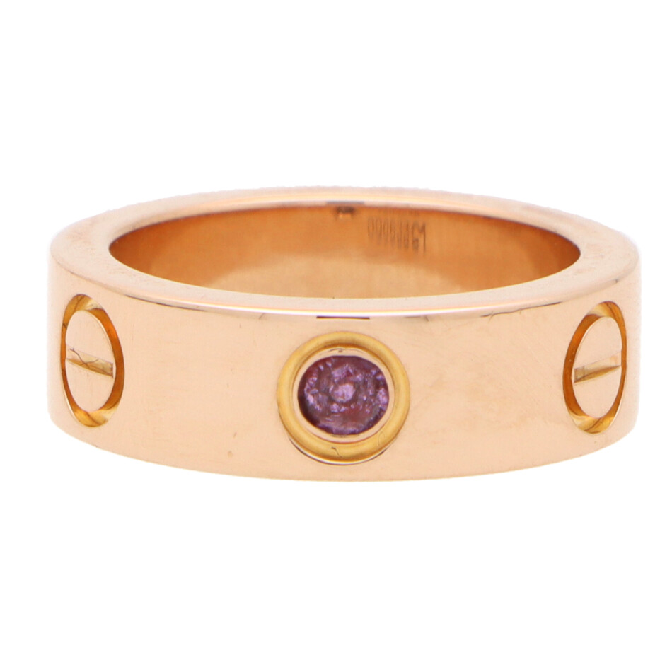 Vintage Cartier Pink Sapphire Love Ring in Rose Gold