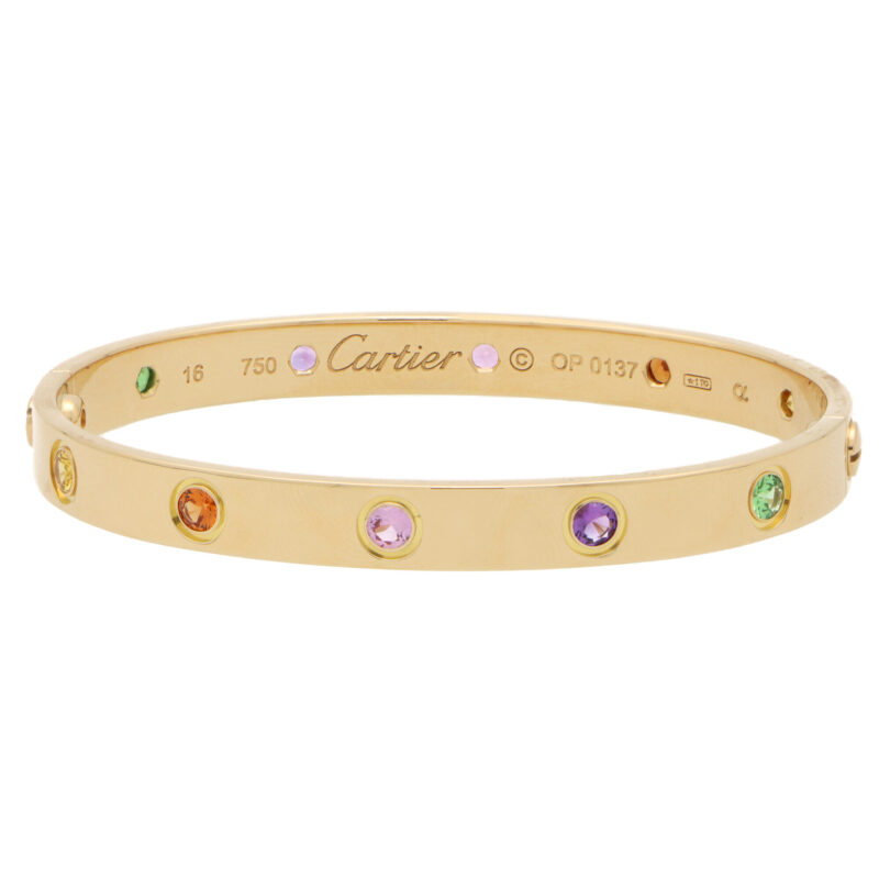 Vintage Cartier Multi Gem Love Bangle Size 16