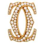 Vintage Cartier Double C Motif Diamond Brooch