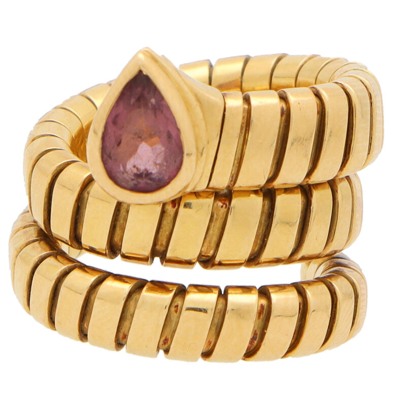 Vintage Bulgari Tourmaline Tubogas Serpenti Coiled Snake Ring