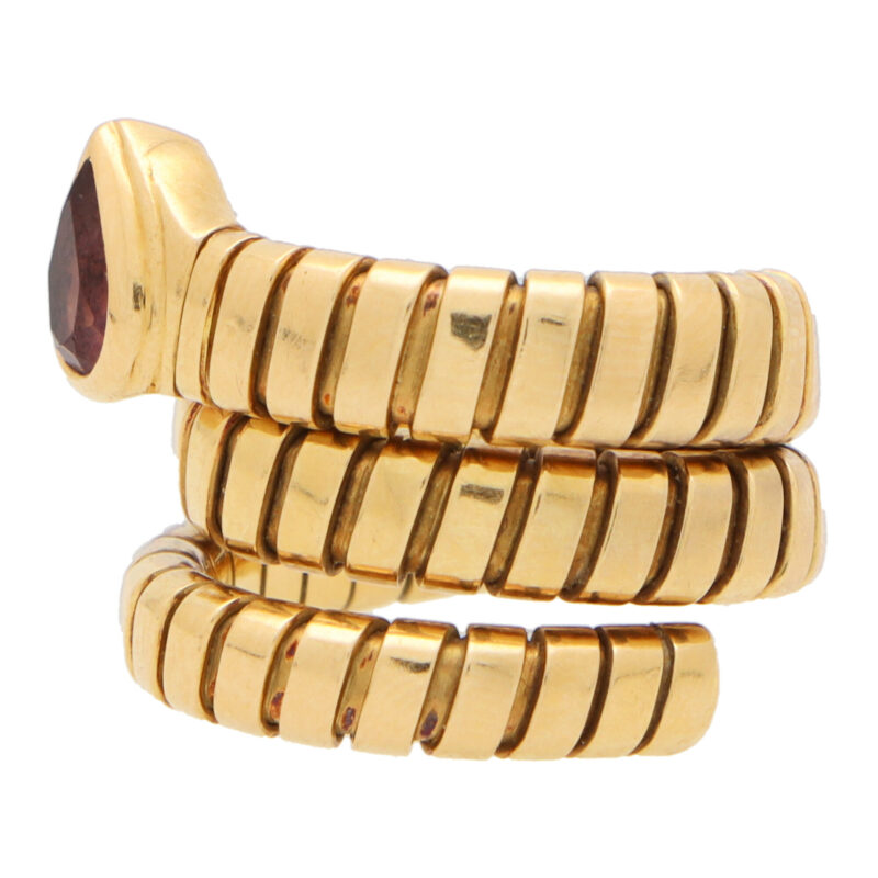 Vintage Bulgari Tourmaline Tubogas Serpenti Coiled Snake Ring