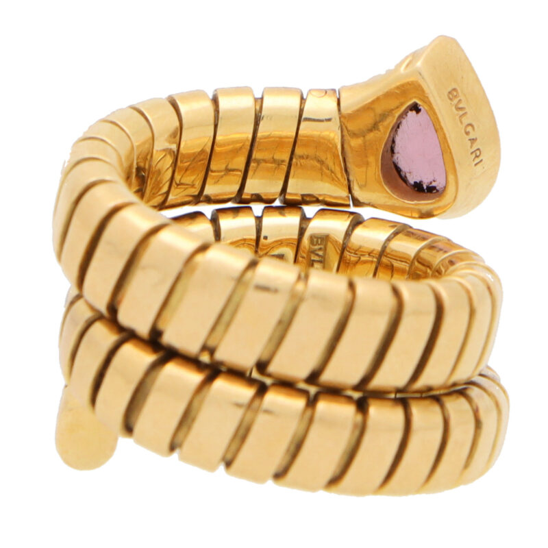 Vintage Bulgari Tourmaline Tubogas Serpenti Coiled Snake Ring