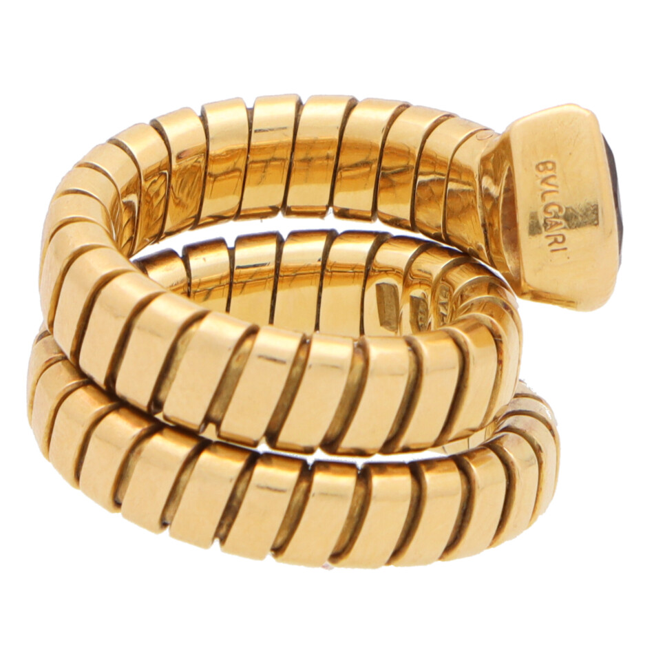 Vintage Bulgari Tourmaline Tubogas Serpenti Coiled Snake Ring