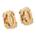 Vintage Cartier Double C Motif Diamond Earrings