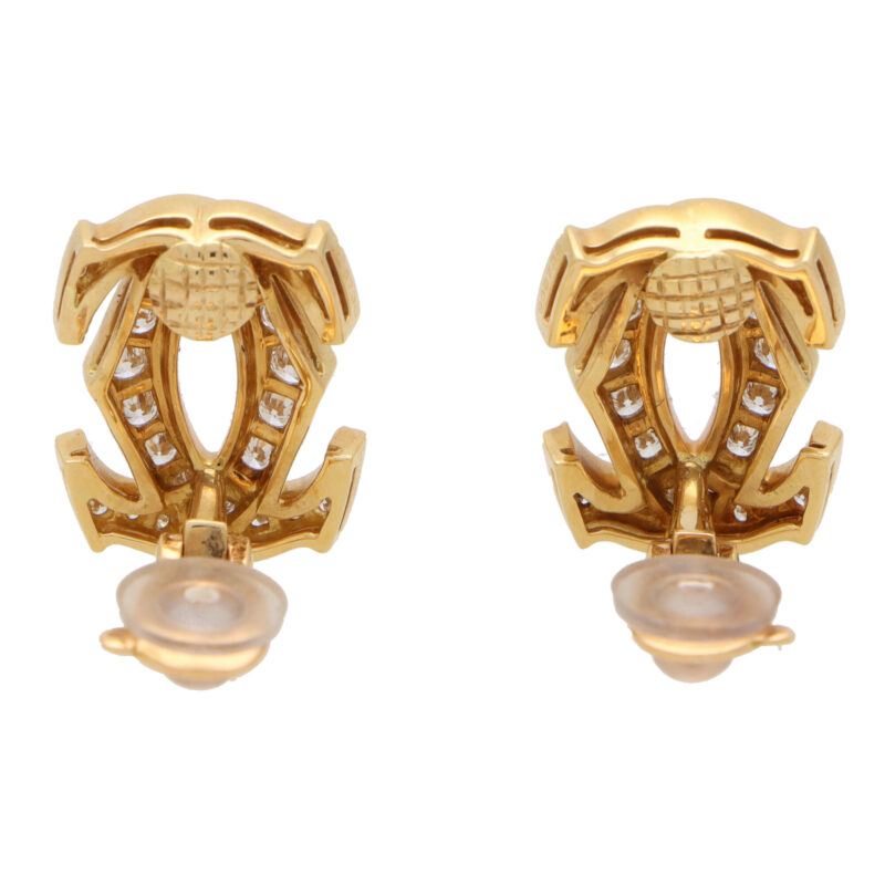 Vintage Cartier Double C Motif Diamond Earrings