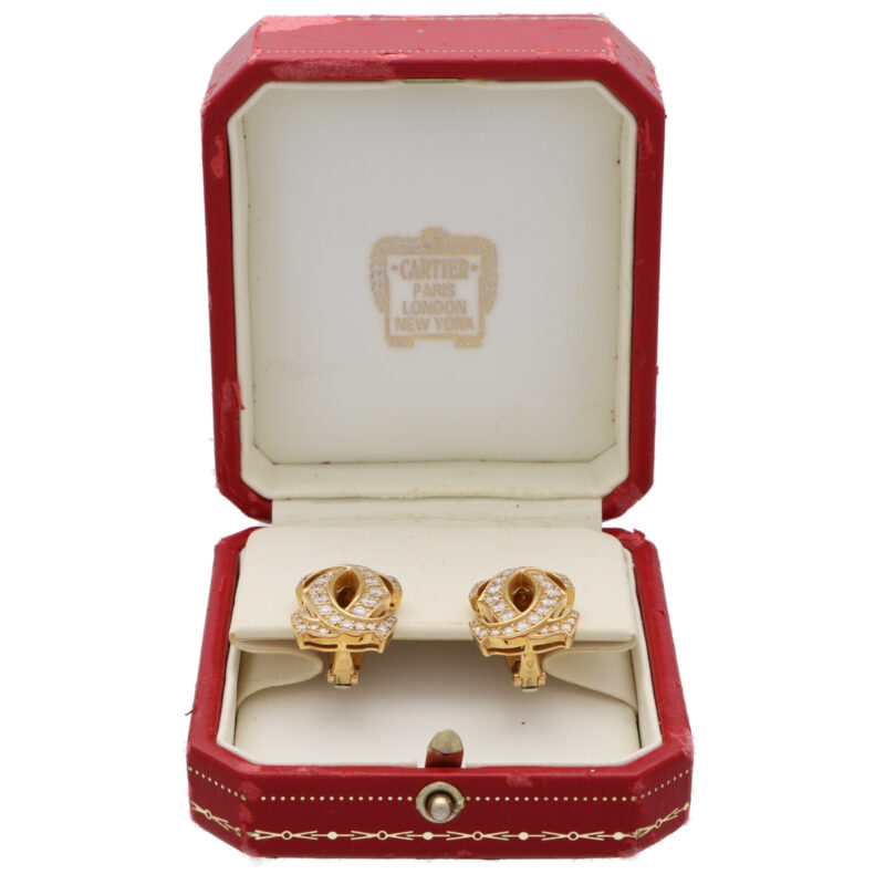 Vintage Cartier Double C Motif Diamond Earrings