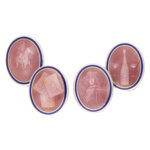 Pink and Blue Enamel 'Four Vices' Cufflinks