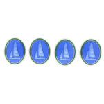 Blue and Green Enamel Yacht Sailing Cufflinks