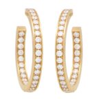 Vintage Cartier Diamond Hoop Earrings in Yellow Gold