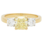 GIA Certified Fancy Yellow Diamond Three Stone Ring