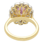 Certified Pastel Pink Sapphire and Diamond Cluster Ring