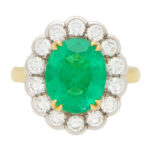 Emerald and Diamond Cluster Ring