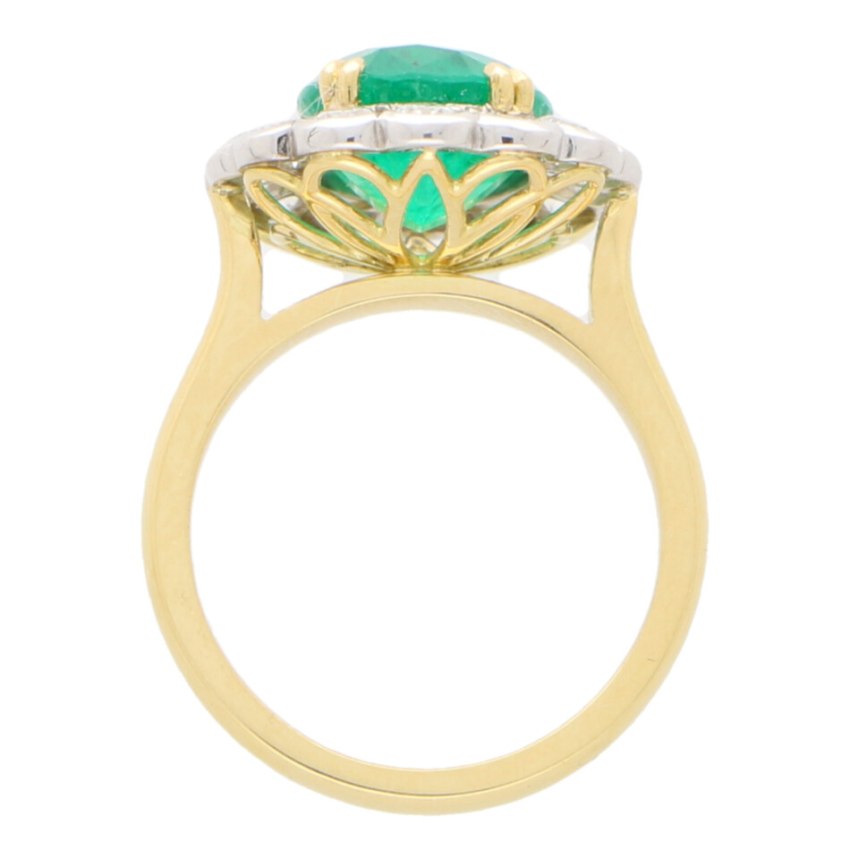 Emerald and Diamond Cluster Ring