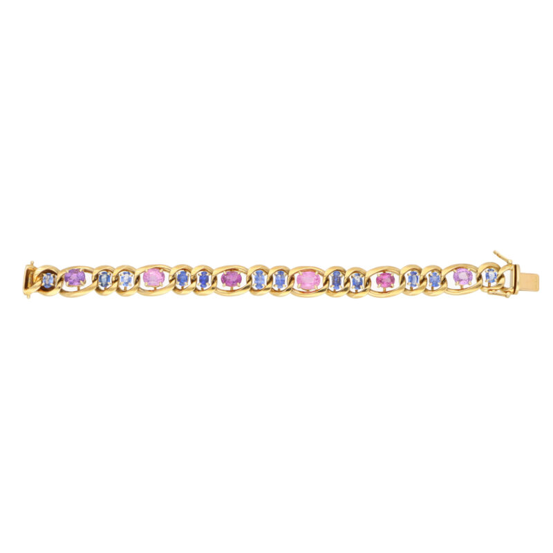 Vintage Pastel Pink and Blue Sapphire Link Bracelet