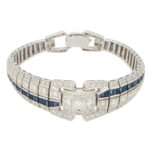 Art Deco Inspired Sapphire and Diamond Panel Bracelet