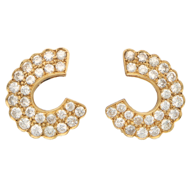 Vintage Diamond 'C' Half Hoop Earrings