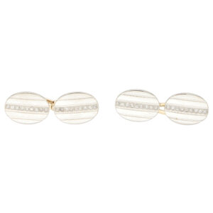 Art Deco Diamond Oval Clip Cufflinks