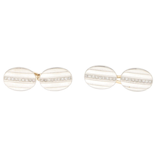 Art Deco Diamond Oval Clip Cufflinks