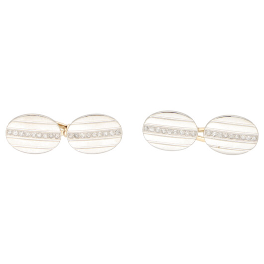 Art Deco Diamond Oval Clip Cufflinks