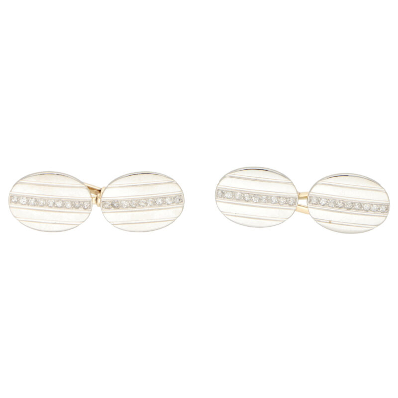 Art Deco Diamond Oval Clip Cufflinks