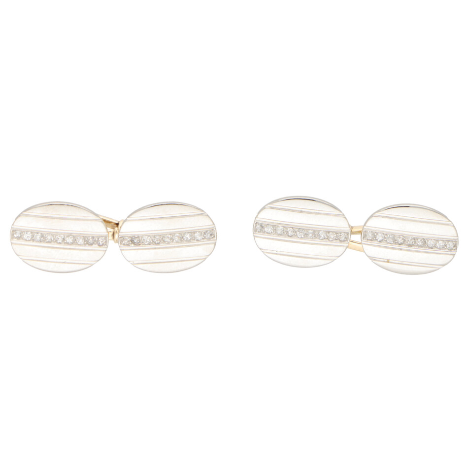 Art Deco Diamond Oval Clip Cufflinks