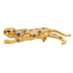 Vintage Sapphire and Diamond Panther Brooch