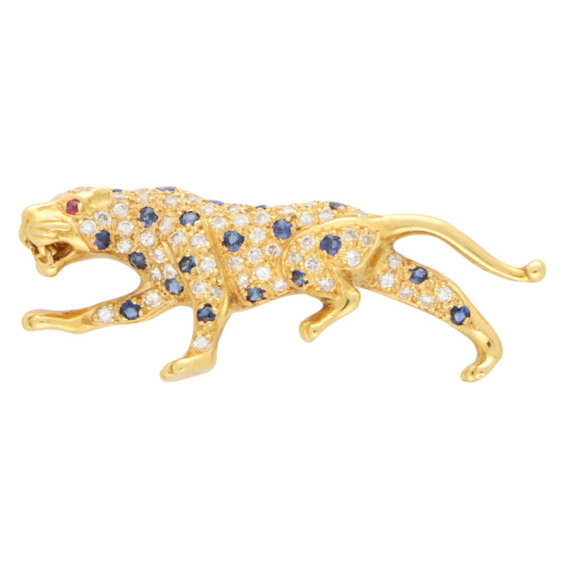 Vintage Sapphire and Diamond Panther Brooch