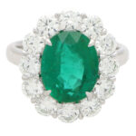 Emerald and Diamond Cluster Ring