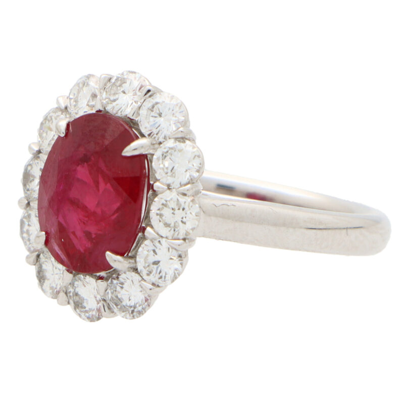 Ruby and Diamond Cluster Ring