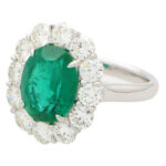 Emerald and Diamond Cluster Ring