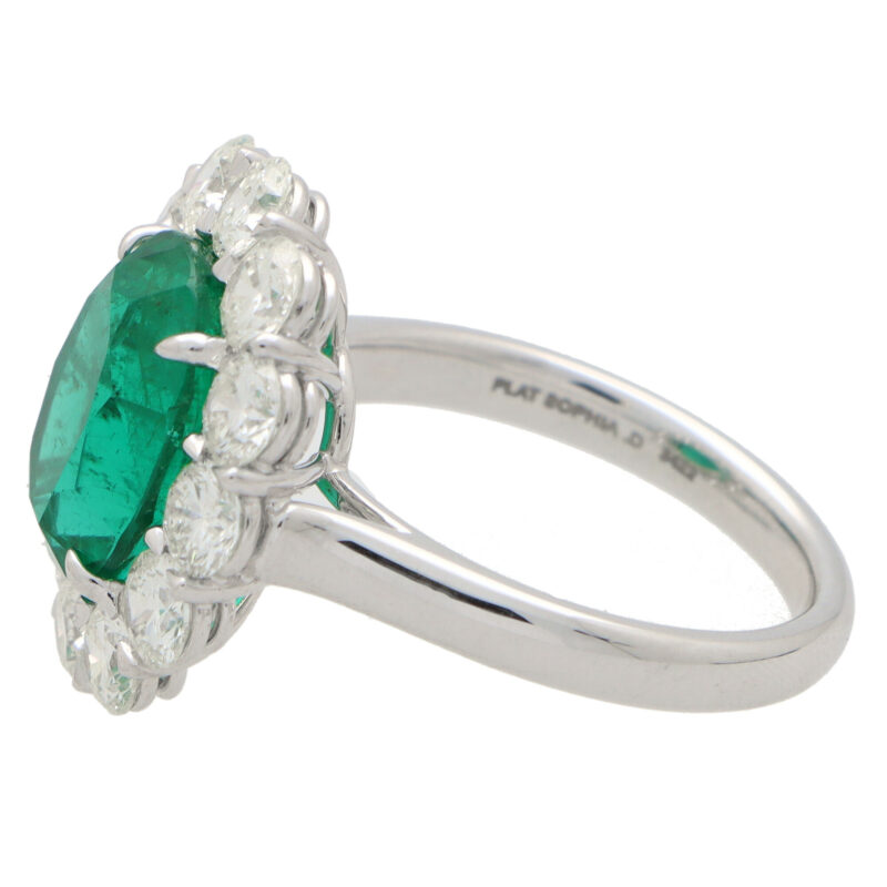 Emerald and Diamond Cluster Ring