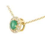 Emerald and Diamond Cluster Pendant Necklace