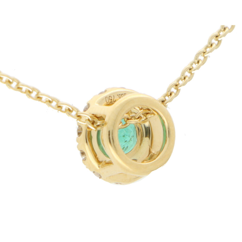 Emerald and Diamond Cluster Pendant Necklace