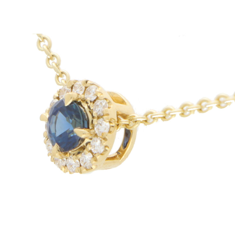 Sapphire and Diamond Cluster Pendant Necklace
