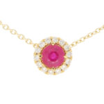 Ruby and Diamond Cluster Pendant Necklace