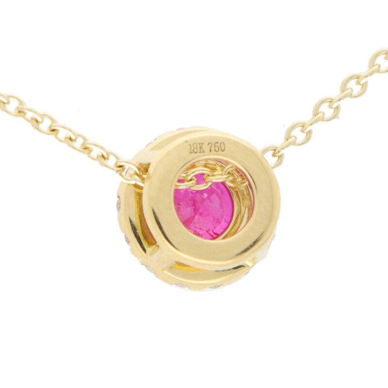 Ruby and Diamond Cluster Pendant Necklace
