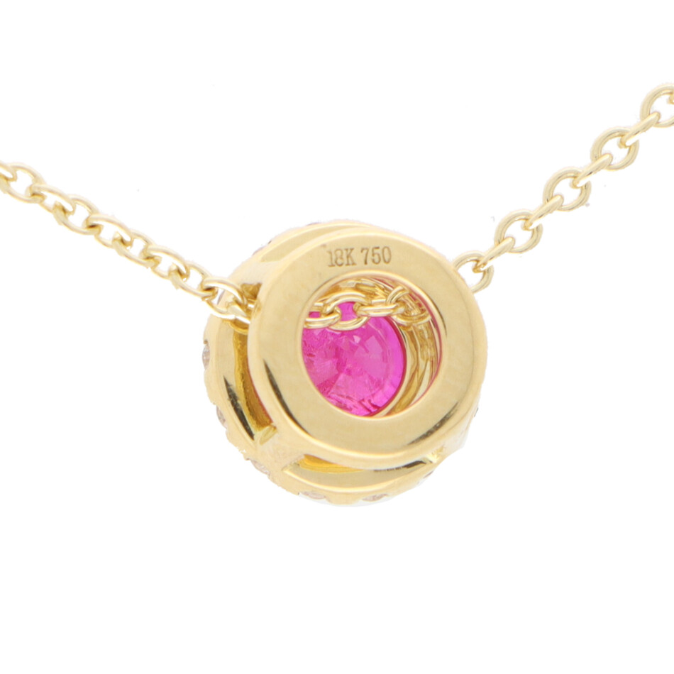 Ruby and Diamond Cluster Pendant Necklace