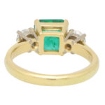 GIA  Certified Emerald and Diamond Three Stone Ring