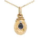 Vintage Russian Sapphire and Diamond Egg Pendant Charm