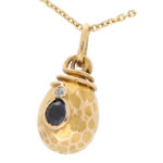 Vintage Russian Sapphire and Diamond Egg Pendant Charm